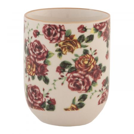 Becher Tasse ohne Henkel Blumen rosa ca. Ø 6 x 8 cm