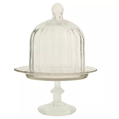 Deko Glas Haube Cloche mit Fuß ca. Ø 16 cm