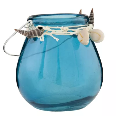 Clayre & Eef Teelicht Glas blau 10*11cm
