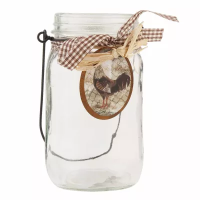 Windlicht "Hahn" mit Schleife 9*8*15cm