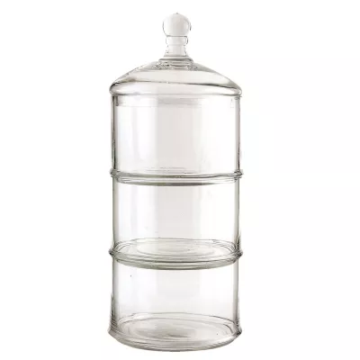 Clayre & Eef Vorratsglas 3 Gläser mit einem Deckel stapelbar ca. Ø 16 x 41 cm