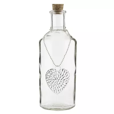Clayre & Eef Schöne Flasche mit Herzprägung Ø7*21cm