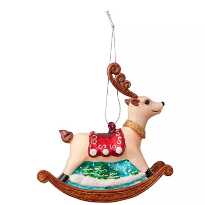 Weihnachtskugel Schaukelpferd Reh Hirsch ca. 12 cm