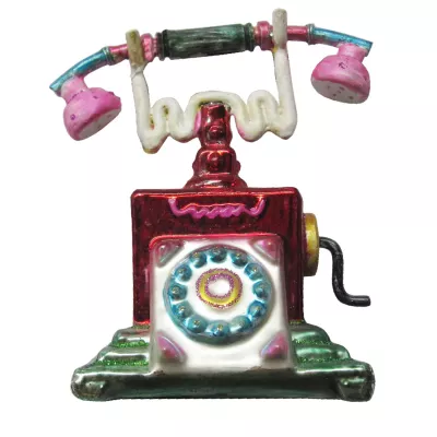 Clayre & Eef Weihnachtskugel Telefon bunt ca. 10 x 6,5 cm