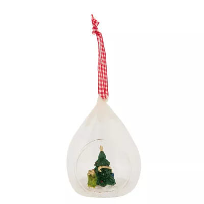 Clayre & Eef Weihnachtskugel tropfenförmig Tanne Tannenbaum ca. Ø 7 x 9 cm