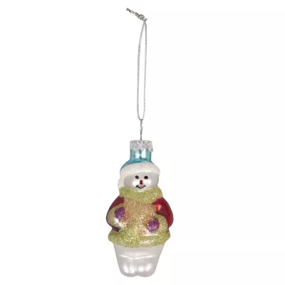 Clayre & Eef Weihnachtskugel Schneemann ca. 4 x 8 cm