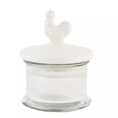 Clayre & Eef Vorratsglas mit Deckel Weiß Hahn ca. Ø 13 x 13 cm