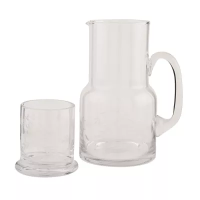 Clayre & Eef Kanne mit Glas transparent ca. Ø 10 x 18 / Ø 8 x 8 cm