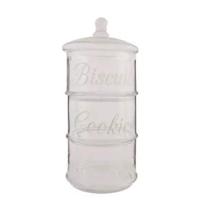 Clayre & Eef Topf Vorratsglas mit Deckel Biscuits Cookies transparent ca. Ø 16 x 43 cm