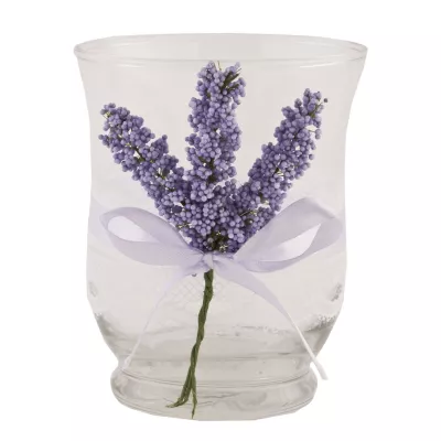 Clayre & Eef Windlicht Transparent Kranz Lila ca. 8 x 10 cm