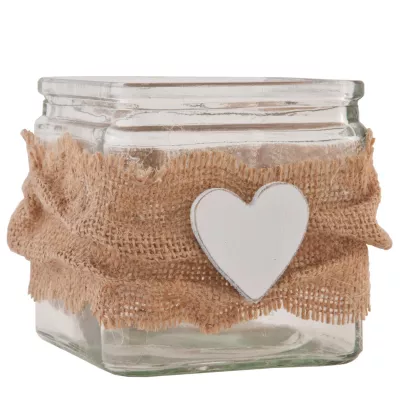 Clayre & Eef Teelichthalter Windlicht Herz transparent ca. 10 x 10 x 10 cm