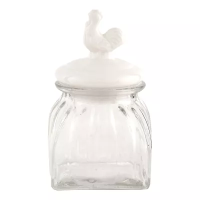 Clayre & Eef Glasdose Bonbonglas quadratisch mit Deckel Huhn von