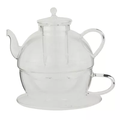 Clayre & Eef Tea for one Teekanne & Tasse transparent ca. 15 x 15 cm
