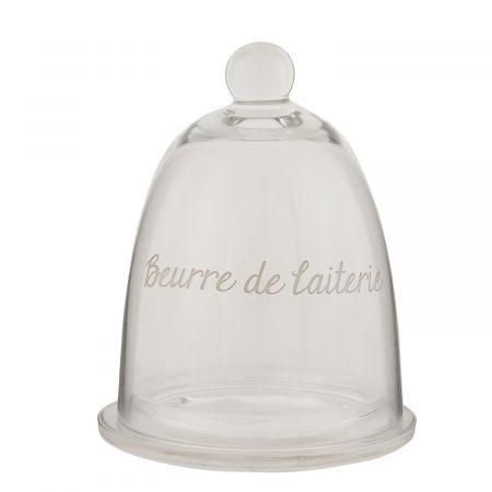 Clayre & Eef Butterdose Beurre de laiterie transparent ca. Ø 12 x 15 cm