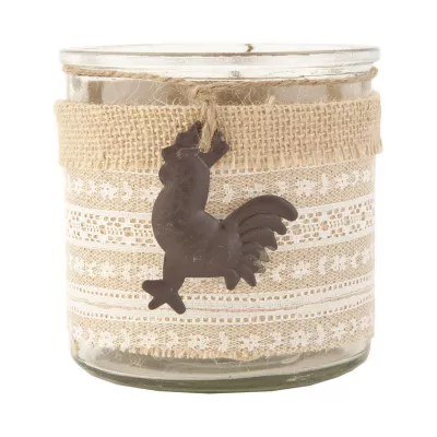 Clayre & Eef Teelicht Teelichthalter Windlicht Hahn transparent ca. Ã˜ 12 x 13 cm