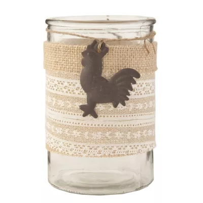 Clayre & Eef Teelicht Teelichthalter Windlicht Hahn transparent ca. Ã˜ 10 x 15 cm