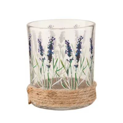 Clayre & Eef Teelicht Teelichthalter Windlicht bemalt transparent ca. Ã˜ 7 x 8 cm