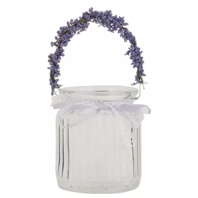 Clayre & Eef Windlicht Lavendel Ã˜ 8*9 cm