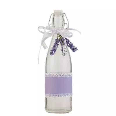 Clayre & Eef Glasflasche mit Schnappverschluss Lavendel transparent ca. Ã˜ 7 x 26 cm