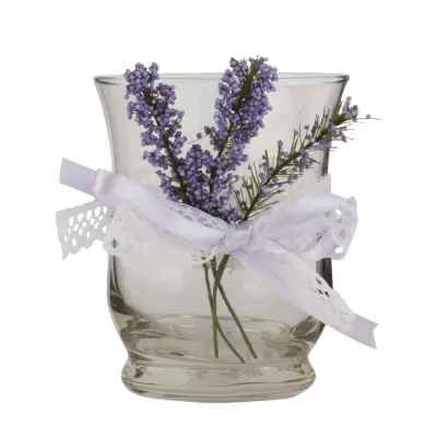 Clayre & Eef Windlicht Lavendel transparent ca. Ã˜ 8 x 9 cm