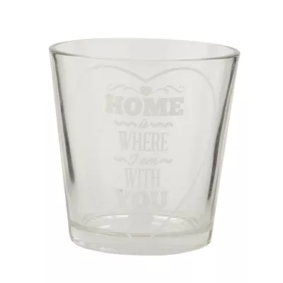 Clayre & Eef Windlicht Home is where... transparent ca. Ã˜ 7 x 7 cm
