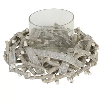 Clayre & Eef Deko Glas mit Kranz Ø25cm
