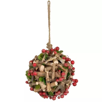 Clayre & Eef Deko Holz Kugel mit Beeren Ø16cm