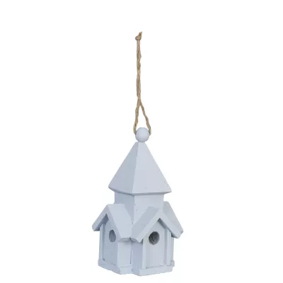Clayre & Eef Vogelhaus Blau ca. 9,5 x 9,5 x 18,5 cm