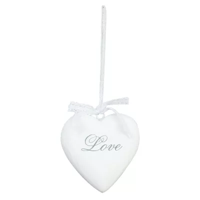 Clayre & Eef Deko Herz "Love" weiß 10*10cm