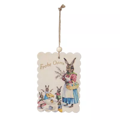 Clayre & Eef Anhänger Geschenkanhänger Frohe Ostern Holz ca. 7 x 20 cm
