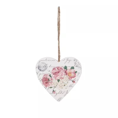 Clayre & Eef Kleines Deko Herz mit Rosen 7*7cm