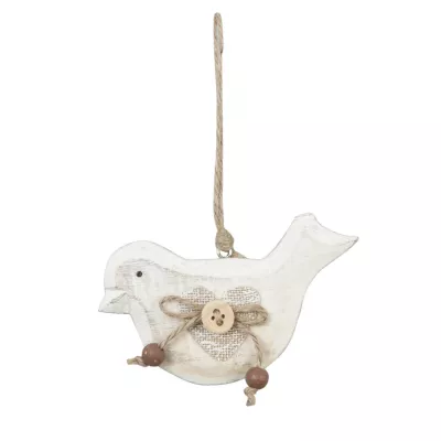 Clayre & Eef Deko Vogel mit Knopf 7*11cm