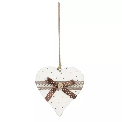 Clayre & Eef Deko Herz weiß gepunktet 11cm