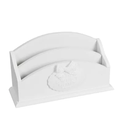 Clayre & Eef Briefständer Briefhalter Posthalter Home Sweet Home Weiß ca. 26 x 9 x 15 cm