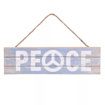 Clayre & Eef Textschild Schild PEACE bläulich ca. 35 x 10 cm