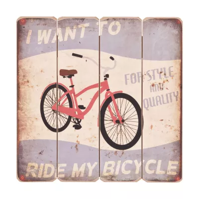 Clayre & Eef Holzschild i want to ride my bicycle ca. 40x40 cm