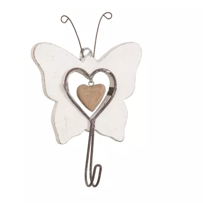 Clayre & Eef Garderobenhaken Schmetterling Herz natürlich ca. 10 x 4 x 16 cm
