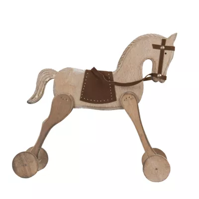 Clayre & Eef Holzdeko Figur Pferd auf Rädern braun ca. 26 x 26 x 8 cm
