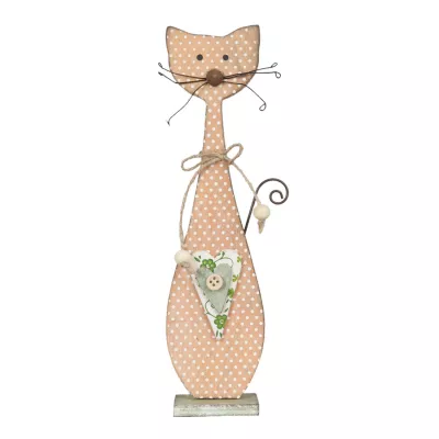 Clayre & Eef Holzdeko Figur Katze braun gepunktet ca. 8 x 4 x 23 cm