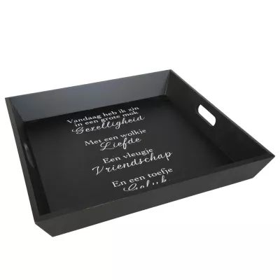 Clayre & Eef Tablett Holztablett schwarz ca. 43 x 43 x 6 cm