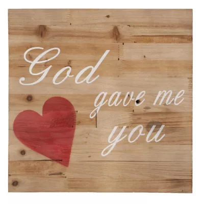 Clayre & Eef Schild Textschild Schild Herz God gave me you ca. 40 x 40 x 2 cm