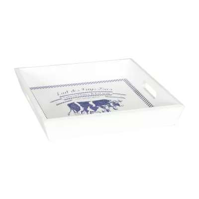 Clayre & Eef Tablett Holztablett 2er Set weiß ca. 40 x 40 x 5 / 30 x 30 x 5 cm