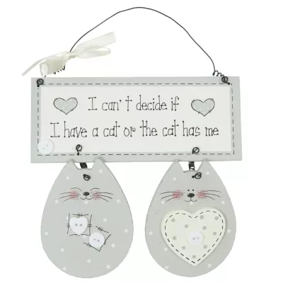 Clayre & Eef Textschild cat 17x17 cm
