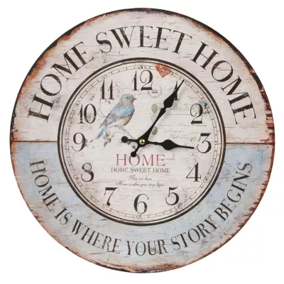 Clayre & Eef Uhr Wanduhr Home Sweet Home ca. Ø 34 cm