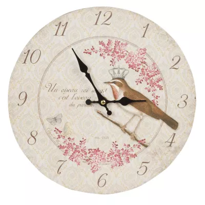Clayre & Eef Uhr Wanduhr Vogel Krone Zeunkönig ca. Ø 29 cm
