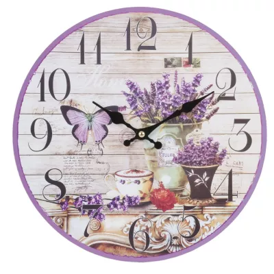 Clayre & Eef Wanduhr Lavendel 29x4 cm