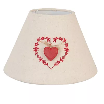 Clayre & Eef Lampenschirm Beige Herz Rot ca. Ø 26 x 17 cm