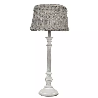 Clayre & Eef Tischlampe komplett Lampenschirm Rattan ca. Ø 25 x 58 cm