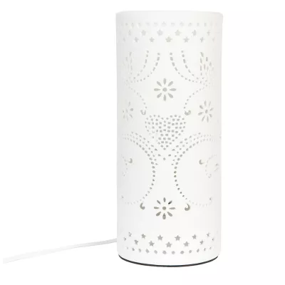 Clayre & Eef Tischlampe weiße Säule Ø12