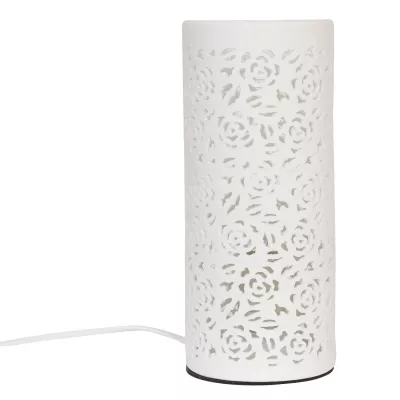 Clayre & Eef Tischlampe Säule, weiß Ø12